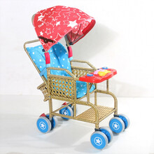 婴儿推车宝宝仿藤编轻便藤椅折叠可坐可躺夏季竹藤编小儿手推简易藤车 双层藤编音乐椅背调节含红棚坐垫 加风兜安全带