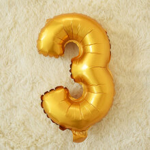 布置铝膜气球  16寸银色金色数字装饰铝膜气球贴墙成人装扮周岁生日布置铝膜气球 金色数字3