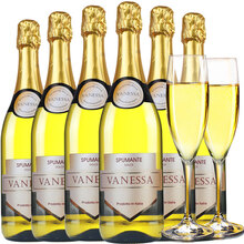 超市	意大利原瓶进口阿斯蒂moscato起泡酒莫斯卡托格雷尔甜高泡白葡萄酒气泡果酒 整箱6支装+2香槟杯