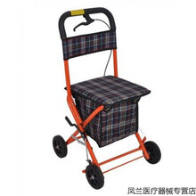 老年购物车老人手推车买菜四轮代步老年人助行器靠背助步可坐折叠 定向四轮a1蓝色