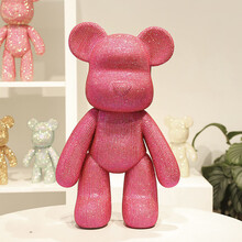 匠心客七夕礼物  暴力熊51cm大号熊手工diym材料包节庆情人节礼品潮节庆玩具贴钻熊 水晶玫红熊+钻DIY材料包 25cm