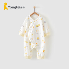 童泰0-3月新生婴儿衣服宝宝纯棉偏开护肚家居连体衣服 黄色 59cm