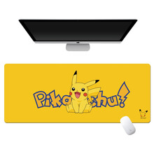 【京闪配送】皮卡丘个性创意动漫鼠标垫超大加厚锁边防滑办公电脑水洗键盘桌垫 开心黄底 800x300mm  5mm