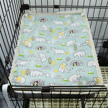 夏季正反两用凉席宠物垫猫笼平台垫猫垫子猫笼垫子可固定兔笼垫子 蓝色松树熊 35*50