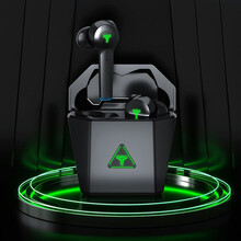 维蒂索蓝牙耳机苹果游戏无线耳机低延迟华为游戏蓝牙耳机无线触控5.0蓝牙耳机适用 生化黑【数据线+大中小耳帽+收纳袋+手游指套】