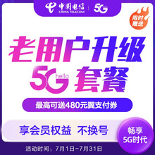 中国电信（CHINA TELECOM） 老用户升级5G套餐199/239/299/399档 老用户升级5G套餐399元档