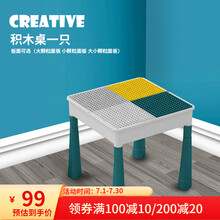 思比睿 儿童玩具兼容乐高大小颗粒积木桌子拼装男女孩玩具桌多功能画画面板学习桌节日礼物六一儿童节礼物 马卡龙单桌(面板可画画)+4收纳+4增高