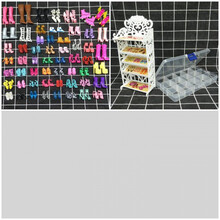 芭比娃娃大套装礼盒公主别墅婚纱过家家屋衣服长发换装玩具儿童节 20鞋+鞋架收纳盒+皇冠包包