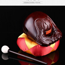 木鱼法器实木一套佛教用品念经木鱼木雕摆件礼佛香樟木实木木鱼 4寸(暗红色贵柚木)