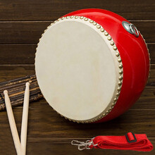 阿萨斯 扁鼓牛皮鼓儿童小鼓堂鼓锣鼓 红鼓儿童演出鼓 7英寸