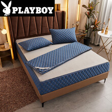 花花公子 床笠单件 六面全包加厚夹棉拉链式磨毛床罩床垫套可拆卸单人双人席梦思保护套可水洗机洗 宾利蓝 150cmx200cm替换面