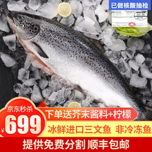 国际	【冰鲜整条 刺身专用】崇鲜 新鲜冰鲜三文鱼整条（大西洋鲑）6.0-5.0kg 1条 整条三文鱼刺身