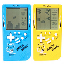 稚气熊 经典大屏俄罗斯方块游戏机学生儿童方块掌机会就老是黑白游戏机 【蓝色+黄色】大屏游戏机【4电池】
