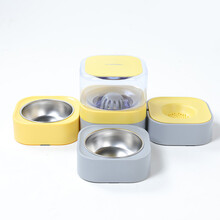 宠物自动喂食器 可拆洗不锈钢狗碗双碗 猫咪狗狗宠物饮水器 饮水机送双碗(黄色+灰色) 续水喂食
