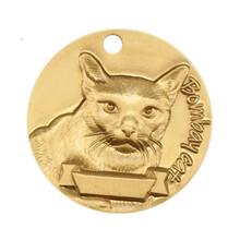 黄铜浮雕猫牌狗牌定制刻字狗狗饰品身份牌猫咪铭牌挂牌猫项圈脖圈 孟买猫