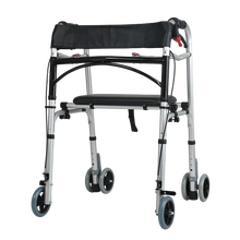 德国HOEA拐棍四脚椅凳拐杖助行器老人带轮带座老年人学步车助步器四轮车手推车带手刹康复辅助走路康复期 主图款+四轮全刹车+洗澡软座+刹车轮