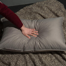 羽毛枕 日式水鸟毛全棉蓬松枕头低反弹羽毛护颈枕头枕芯单人 亚灰-鸭绒枕一只装