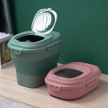 华元宠具（hoopet）猫粮狗粮储存桶密封防潮折叠储粮桶粮食存储大容量宠物收纳箱盒子粉色