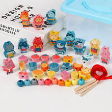 幼儿童串珠子玩具益智力男女孩穿线4宝宝精细动作早教1一2岁3积木 【56颗】森林+水果+农场珠子(收纳盒+5根绳子