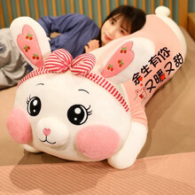 兔子玩偶毛绒玩具女孩大号兔娃娃小白兔公仔玩偶儿童睡觉抱枕长条枕陪睡女生布娃娃生日礼物 可爱腮红兔（余生有你，又暖又甜） 1m【水晶绒面料，衣服可穿脱】