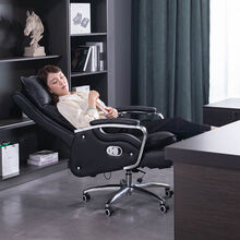 达洛优真皮老板椅子商务可躺按摩办公椅大班椅舒适久坐家用电脑桌椅 柔软呼吸皮+搁脚+按摩颜色备注 钢制脚