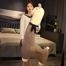 羊驼公仔抱枕长条枕毛绒玩具超大女生床上睡觉夹腿布娃娃女孩玩偶生日礼物送女友情人节礼品 灰色 1米【有内胆，好拆洗】