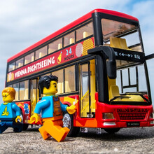 恩贝家族儿童玩具合金双层巴士大号宝宝声光回力玩具车公交车仿真汽车模型儿童生日礼物 红色