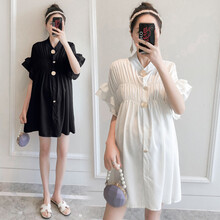 欣柏纶 孕妇装夏装孕妇裙夏季夏天外穿孕妇连衣裙宽松大码孕妇裙子孕妈装 白色 M