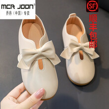 支持鴻星尔克乔·丹(中国)专卖童鞋女童皮鞋春秋款小姑娘童鞋公主鞋儿童单鞋女孩小皮鞋宝宝软底鞋子 领结皮单鞋-白色 29码内长17.0cm