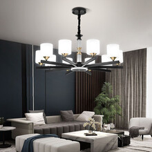 晶致 北欧吊灯客厅灯现代简约2021年新款个性大气家用极简创意轻奢灯具 吸吊两用10头-送led三色光源