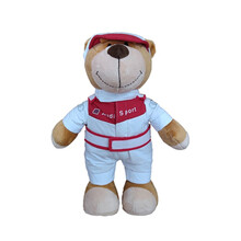 七夕情人节生日礼物宝马拉力熊赛车机修公仔熊头盔摩托机车尾箱毛绒玩具娃娃摩旅礼品定制款 绿色奥迪熊 20厘米-29厘米