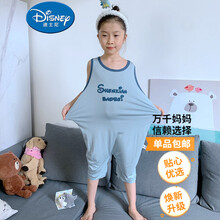 迪士尼（Disney）夏季莫代尔儿童连体衣薄款宝宝连身睡衣无袖男孩女童大童背心睡袋小孩子睡觉穿的连体 蓝色无袖 SHENXIAN 160cm