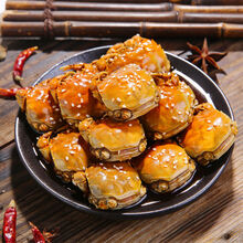 香辣蟹罐装熟食小螃蟹即食全母蟹一元蟹大闸蟹钳切蟹麻辣海鲜零食 350克公母2罐(香辣)