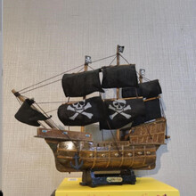 【新品】黑珍珠号加勒比海盗船模型工艺船仿真木船实木质帆船复古摆件礼品 45cmx8cmx36CM黑帆
