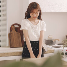 米度丽 孕妇装孕妇哺乳衣外出夏装孕妇T恤产后喂奶衣长袖月子服夏哺乳背心薄款 米白色  短袖 L码