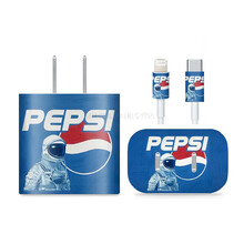 HKXA20W苹果iPhone12充电器贴纸11promax快充电头18W数据线保护套iPad 【百事】+绕绳 苹果【20W/18W快充头】贴纸