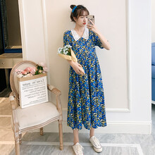 珺瑞禾 孕妇装连衣裙2021夏季新款潮妈韩版长款宽松大码碎花孕妇裙 花色 M