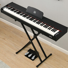 金色年代 88键重锤多功能演奏电钢琴智能家用练习数码钢琴88006黑色+三踏+大礼包+X型琴架