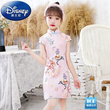 迪士尼【品牌特价】旗袍女童夏季小孩古风唐装儿童改良连衣裙宝宝薄款洋气古筝演出服小孩子夏天穿的 1057梅扇 140