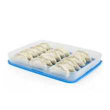 特百惠（Tupperware）保鲜盒1.3L冰箱冷冻密封盒长方形大容量塑料收纳饺子盒多层 1.3升冷冻扁盒--蓝色(单个)