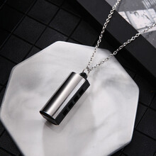 叶音同款迷你口琴项链个性文艺复古情侣项链四孔八音口琴嘻哈吊坠 银色圆柱口琴项链