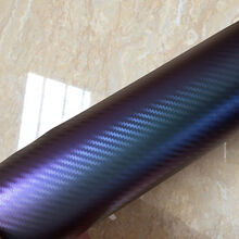 汽车贴膜改色亚光磨砂亮光黑碳纤维车顶后视镜内饰AB中柱贴纸改装 碳纤蓝变紫(30CM宽*1米长)
