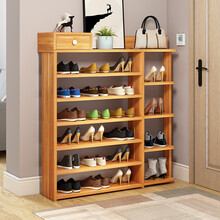 普派（Pupai）鞋架家用经济小型鞋柜储物柜门口防尘多层省空间鞋架子大容量置物架子 【品质力荐】红叶枫木色七层 80cm