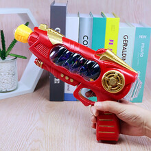 卡通投影声光儿童小手枪八音枪灯光枪带声音电动男孩宝宝玩具枪 电动枪-枪头可伸缩【红色】