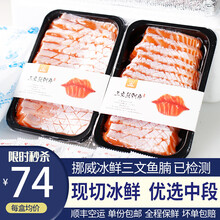 渔人百味 挪威冰鲜三文鱼刺身中段400g(大西洋鲑)三文鱼腩纯肉即食生鱼片海鲜整条现切 冰鲜三文鱼腩刺身400g