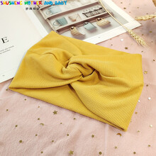 殿若（DIANRUO）坐月子帽子2021春夏产后防风产妇头巾棉薄款透气时尚韩发带7月份6 【春夏季薄款】宽边交叉针织款 黄色