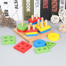 Onshine 几何形状配对套柱积木玩具蒙氏早教四套柱五柱形状认知1-3岁 智慧套柱