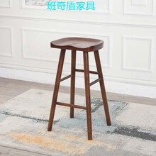 实木吧台桌家用客厅阳台靠窗圆桌子酒吧咖啡厅奶茶店高脚桌椅组合 吧椅 整装  支架结构