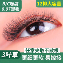 三笙花开花睫毛0.07成品开花超软山茶花嫁接睫毛一秒开花3叶草美睫店专用