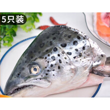 三文鱼头冰鲜三文鱼头新鲜三文鱼边角料新鲜鱼骨整条现切冷冻鱼头5只